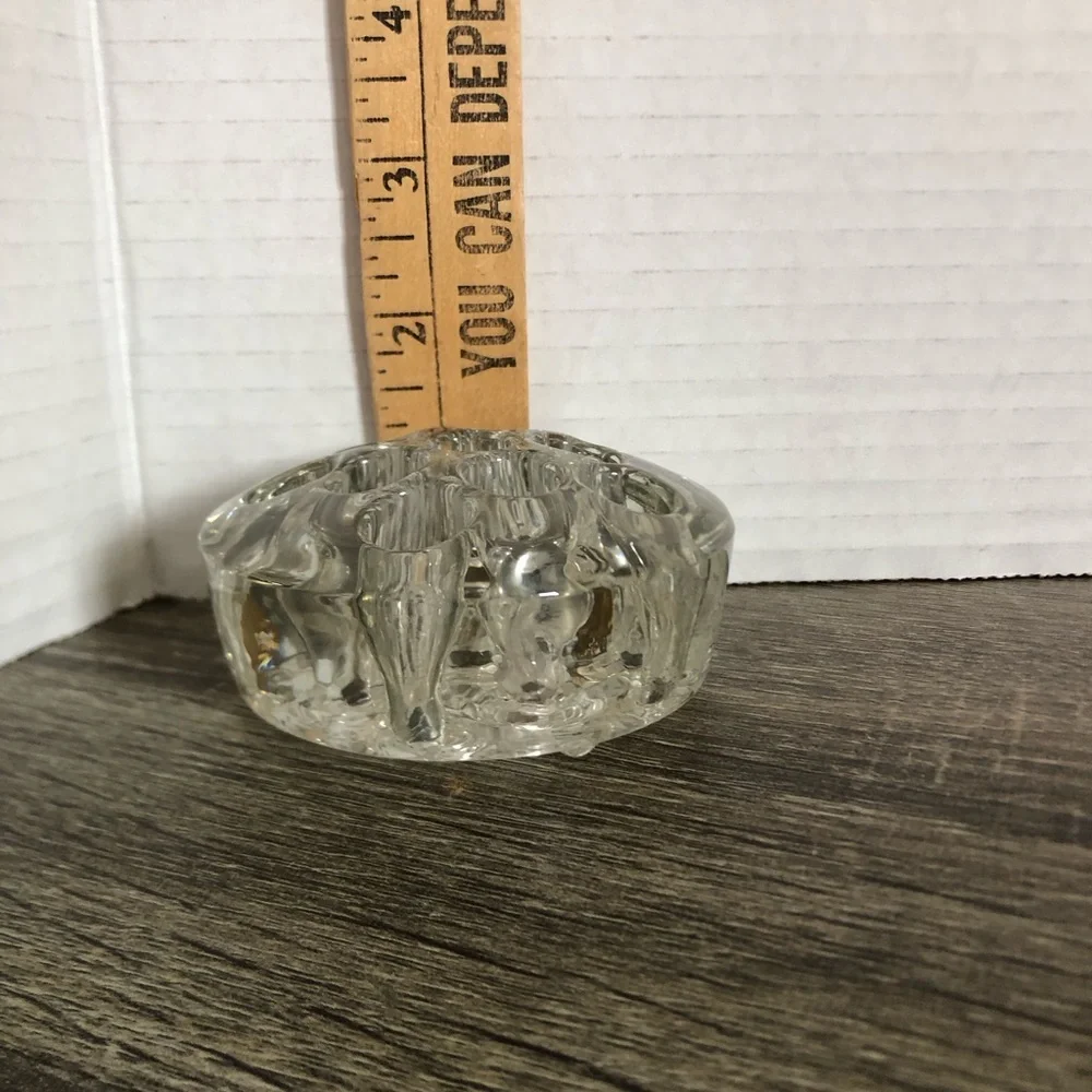 Vtg 3” Clear Glass 11 Hole Footed Floral Frog - Picture 9 of 9